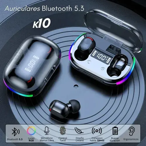 Auriculares Inalámbricos K10 Sonido Hd Touch Bluetooth Gris 7