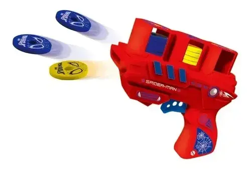 Pistola Lanza Discos Spiderman Con 18 Discos Hombre Araña Spider Man