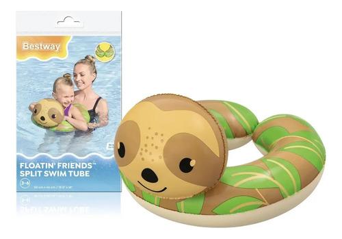 Salvavidas Infantil Inflable Diseño De Animalitos Color Marrón 3
