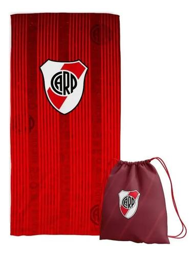 Toallon Playero Microfibra Seca Rapido River Plate + Mochila 6