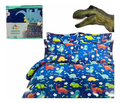 Juego De Sabanas Infantil Niños Dinos Unicornios 1 1/2 Plaza 6