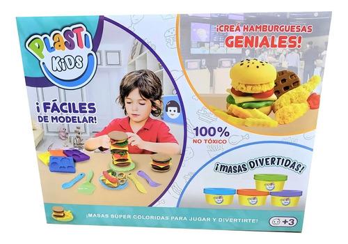 Set De Masas Hamburguesas Comidas Rápidas Multicolor Con Moldes Plastikids 3