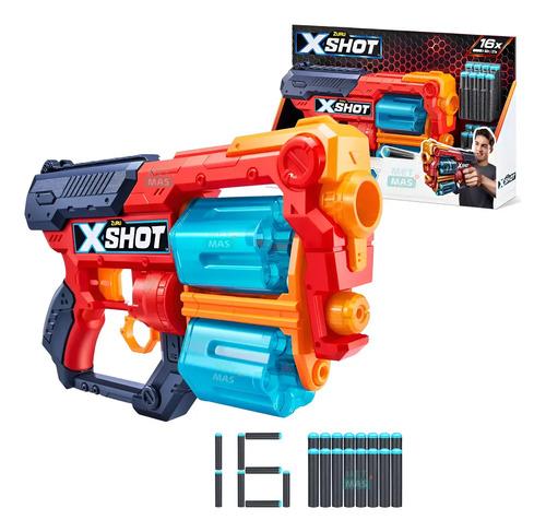 Pistola Juguete Doble Tambor Xcess Lanza Dardos 24mts X Shot Roja