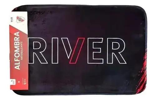 Alfombra Baño Dormitorio River Plate Futbol 40x60 Cm Memoria Color Negro Liso