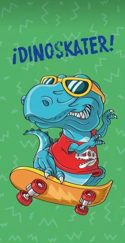 Toallon Playero Infantil Microfibra Vs Diseños Playa Pileta Dino En Skate
