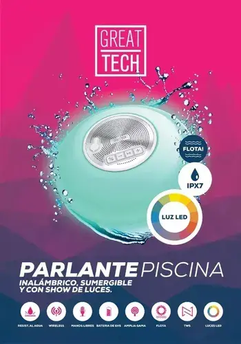 Parlante Luz Led Sumergible Pileta Bluetooth A Prueba D Agua Blanco 3