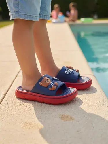 Sandalias Ojotas Infantil Niño Verano Frescas Antideslizante Oso Azul France Osito 32-33