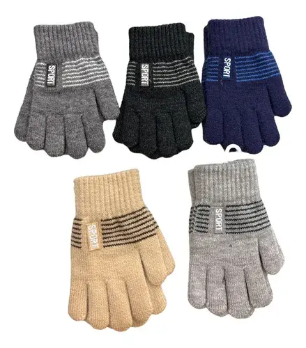 Guantes Infantiles Largos Para Niños Invierno Abrigado Rayas 14