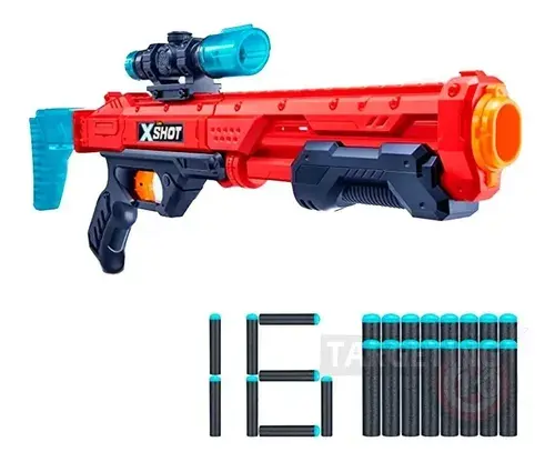 Arma Rifle Escopeta Lanza Dardos Hawk Eye X Shot 16 Dardos Rojo 5