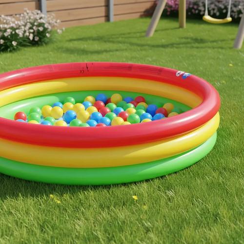 Pelotero Inflable Con 100 Pelotas Para Bebes Niños Premium Amarillo Rojo Y Verde 3