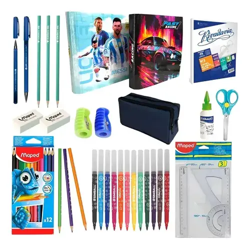 Combo Utiles Escolares + Mochila + Carpetas + Cartuchera Kit 13