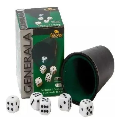 Generala Con 5 Dados Y Cubilete Plastico Forrado Bisonte 2