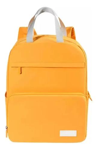 Mochila Plegable Viaje Escuela Grande Bolsillos Colores Fach Color Mostaza Diseño De La Tela Liso