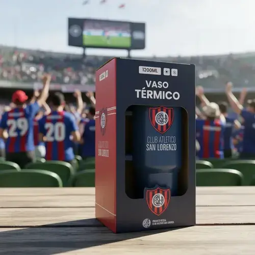 Vaso Térmico San Lorenzo Ciclon Cuervo 1.2l Cn Tapa Y Manija Azul San Lorenzo 5