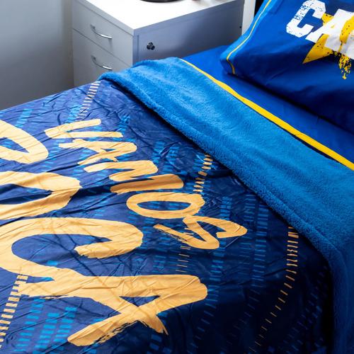 Frazada Con Corderito Boca Juniors Flannel Doble Faz 1,5 P Boca 0 G Azul 6