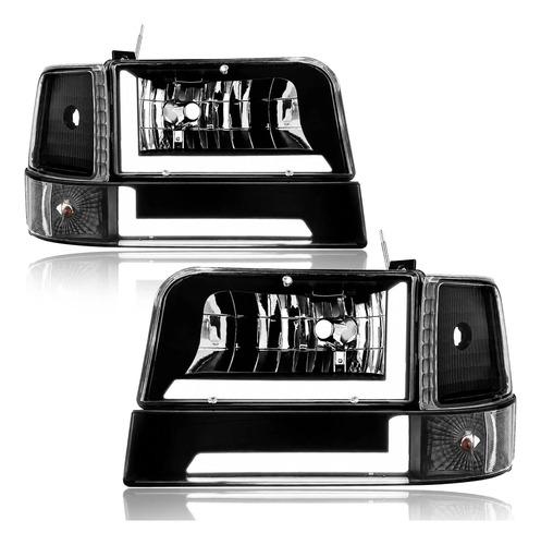 Faros Led Drl Ford F150 F250 F350 Bronco 92-96 Fullux 9007 Hb5 Negro 5