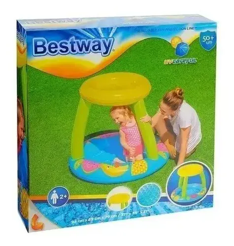 Pileta Inflable Con Techo Para Bebes Niños Agua Juegos 5