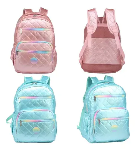Mochila Carrito Escolar Nena Brillante Primaria Impermable Rossa Metalizado Metalizado 5