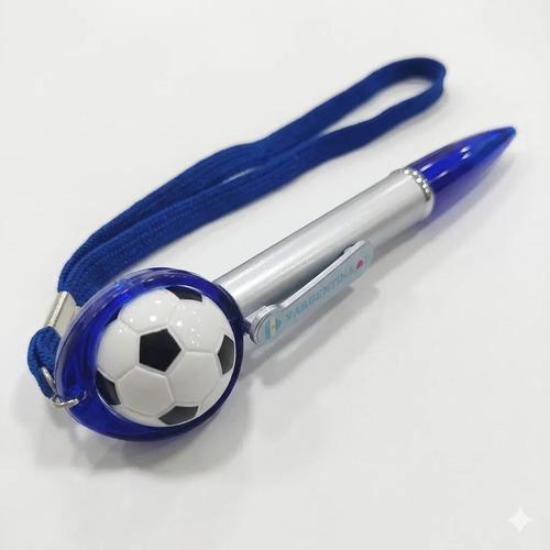 Boligrafo I Love Argentina Con Pelota, Cordon Y Tinta Negra Azul Y Plateado Negro 3