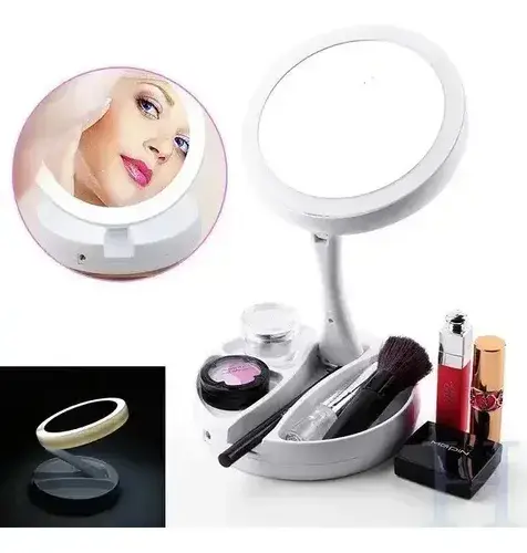 Espejo Plegable Con Aro Luz Led Maquillaje Uñas Portatil 6