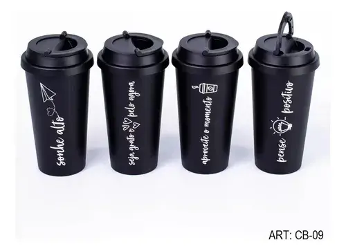 Vaso De Cafe Negro Con Frases Estilo Oficina Desayuno 450ml Negro Frases 4