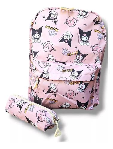 Combo Mochila + Cartuchera Escolar Colegio Nena Nene Kuromi 12
