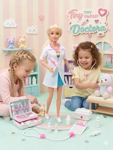 Muñeca Tiny Fantasy Doctora Articulada Coleccionable Con Accesorios Medicos Estetoscopio Jeringa Maletin De Juguete Regalo Infantil Niñas Juego De Rol Profesiones Super Cute Bebotes Silicona 5