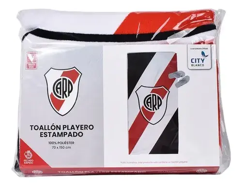 Toallon River Plate Fútbol Playa Pileta Estampado 150x70 Cm Rojo Blanco Y Negro River 2