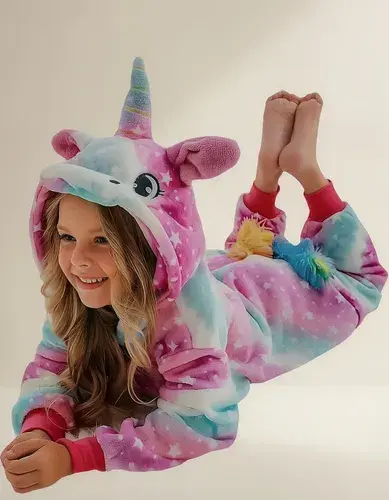 Pijama Unicornio Abrigado Disfraz Unicornio Suave Niñas Nena 4