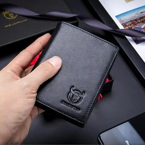 Billetera Tarjetera Bull Captain Qb-027 Negra De Cuero Negro Cuero 6