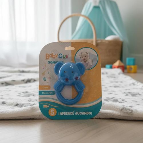 Sonajero Elefante Colores Brillantes Para Bebe Baby Gus Azul Acero Elefante