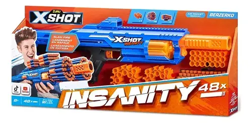 Ametralladora Pistola Lanza Dardos Gigante Premium Berzerko Azul Y Naranja