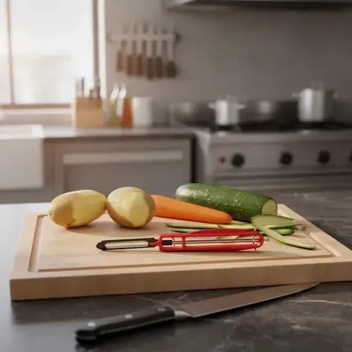 Pelador De Papas Acero Inoxidable Autoafilable Cocina Rojo 2