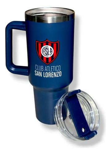 Vaso Térmico San Lorenzo Ciclon Cuervo 1.2l Cn Tapa Y Manija Azul San Lorenzo 6