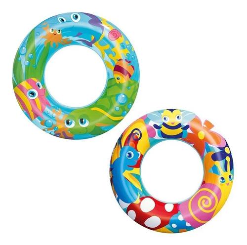 Salvavidas Aro Infantil Bestway Para Pileta Y Playa  Bichitos (56 Cm) Brillante