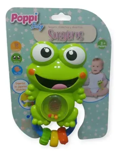Sonajero Animalitos Didactico Poppi Baby Varios Diseños 6751 Verde Lima Sapito