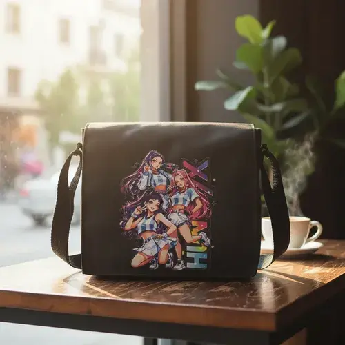 Bandolera Cartera Morral Infantil Guerreras K Pop Niñas Negro Guerreras Plastico
