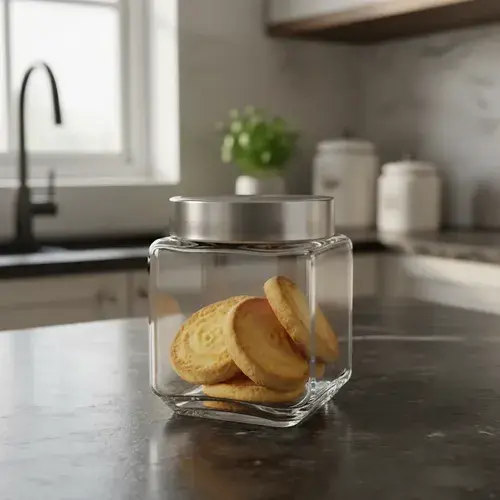 Frasco Vidrio Cuadrado Tapa Acero Hermética 1.2l Cocina Vidrio