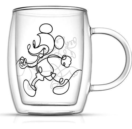 Juego De 2 Tazas De Café Joyjolt Disney Mickey Mouse Y Pluto Transparente 6