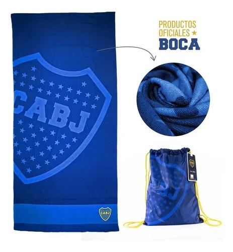 Toallon Playero Microfibra Seca Rapido Boca Junior + Mochila 5