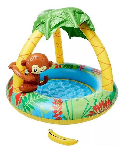 Pileta Inflable Jilong Redonda 65l Bebés 1 Año Diseño Mono Selva 5