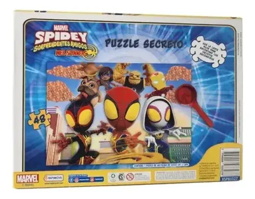 Rompecabezas Spiderman Hombre Araña Secreto Con Lupa 48 Piez 2