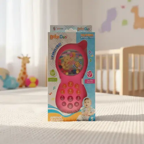 Telefono Interactivo Colorido Con Musica Luces + Sonido Rosa Chicle