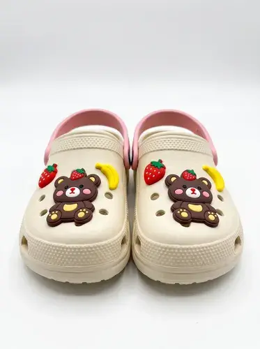 Sandalia De Goma De Verano Con Oso Y Pines Varios Modelos Blanco Y Rosa Sandalia De Verano Oso Con Pines Blanco Y Rosa 22-23