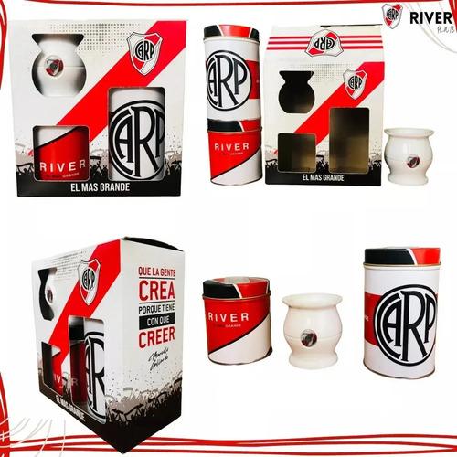 Set Matero River Plate Mate + Yerbera + Azucarera Regalo Set Blanco 3