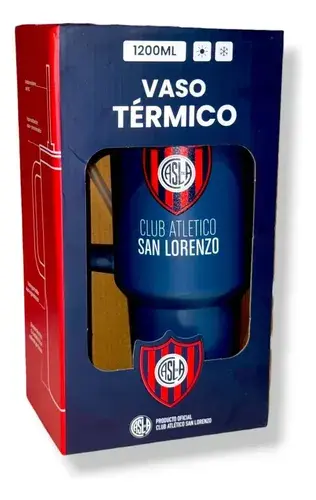 Vaso Térmico San Lorenzo Ciclon Cuervo 1.2l Cn Tapa Y Manija Azul San Lorenzo 7
