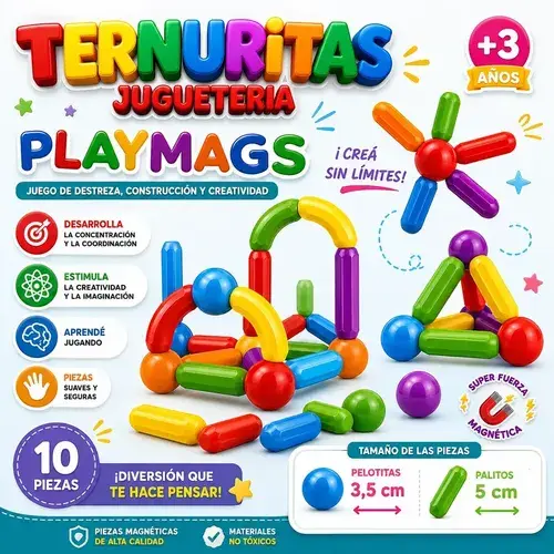 Juego De Bloques Magneticos 10 Piezas Kids Mags 2