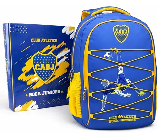 Combo Mochila Jugador + Carpeta Escolar Boca Juniors Cabj Azul Y Amarillo Boca Jugador
