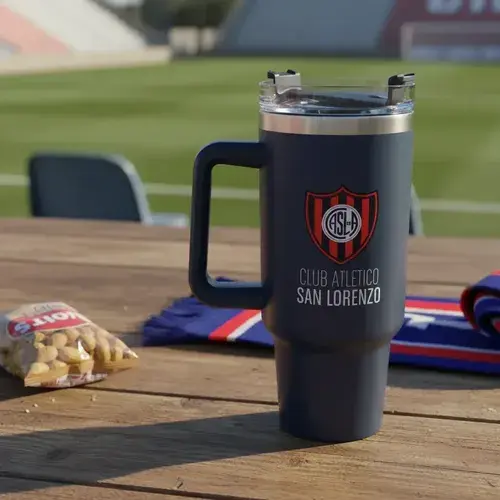 Vaso Térmico San Lorenzo Ciclon Cuervo 1.2l Cn Tapa Y Manija Azul San Lorenzo 9