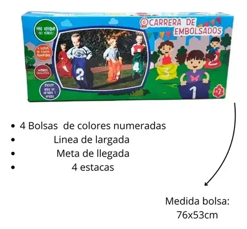 Juego Carrera De Embolsados Faydi Infantil 4 Bolsas Obstáculos 2